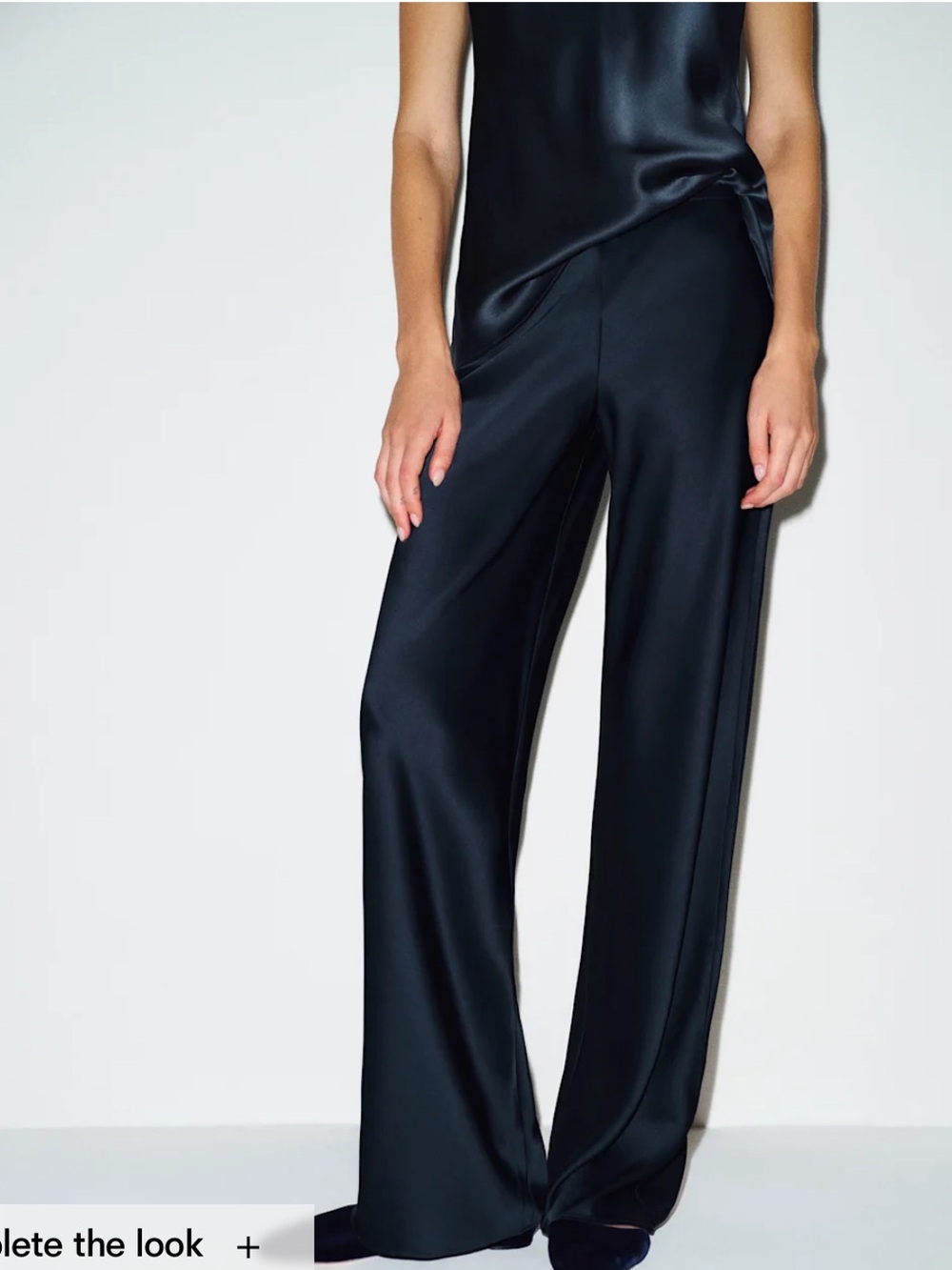 Reformation Black Satin Wide-Leg Trousers